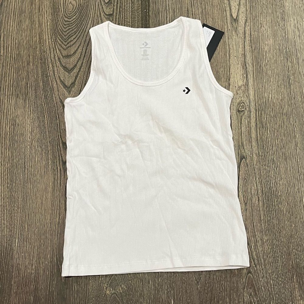 NWT Converse Wordmark Tank Classic Fit Scoop Neck Lightweight Pullover White M